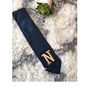 Navy blue and Gold “N” embroidered tie